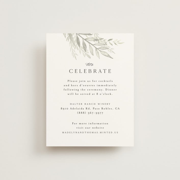 "Sweeping" - Reception Cards in Linen by Carolyn Nicks - Front