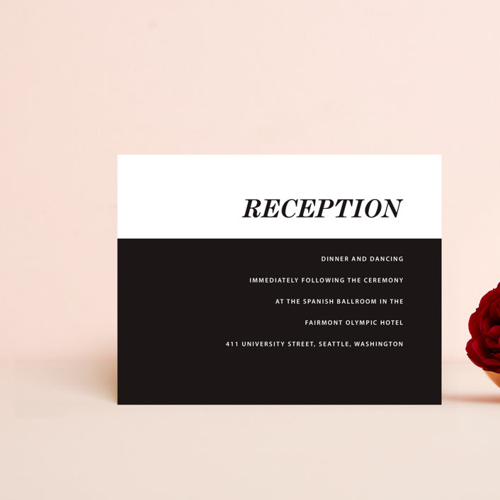 "Slanted" - Reception Cards in Noir by Drango Design - Front