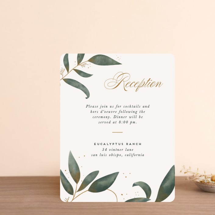 "Love Grows" - Reception Cards in Leaf by Leah Bisch - Front