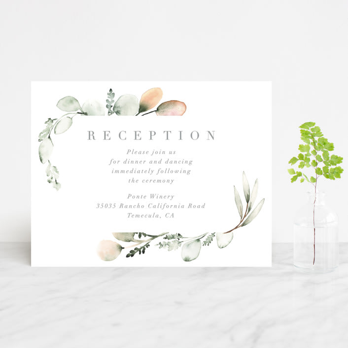 "Romantic Eucalyptus" - Reception Cards in Sage by Petra Kern - Front