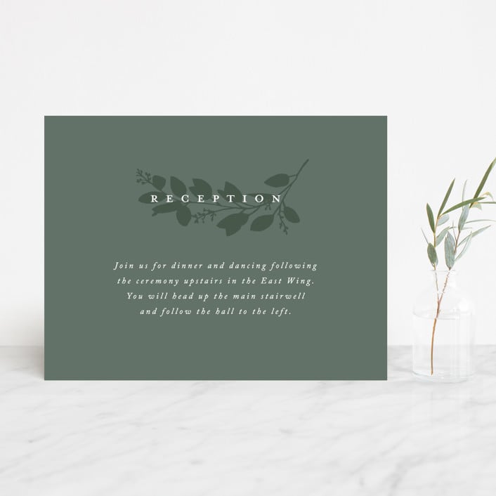 "Falling Branch" - Reception Cards in Eucalyptus by Amy Kross - Front