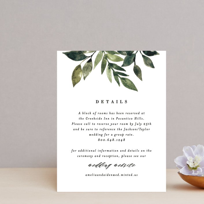"Clearing" - Reception Cards in Leaf by Alethea and Ruth - Front