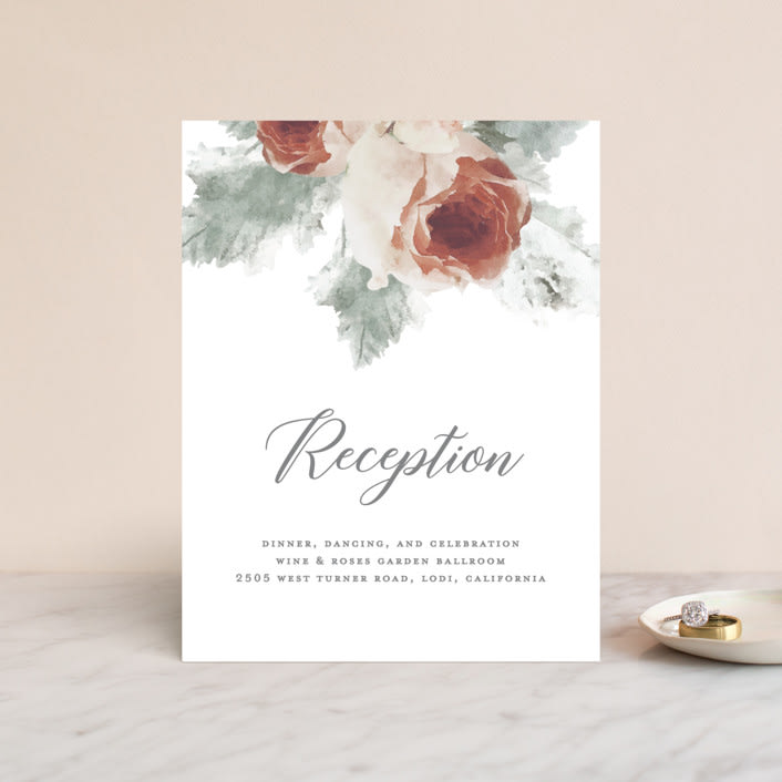 "rose drop" - Reception Cards in Rose by Cass Imagines - Front