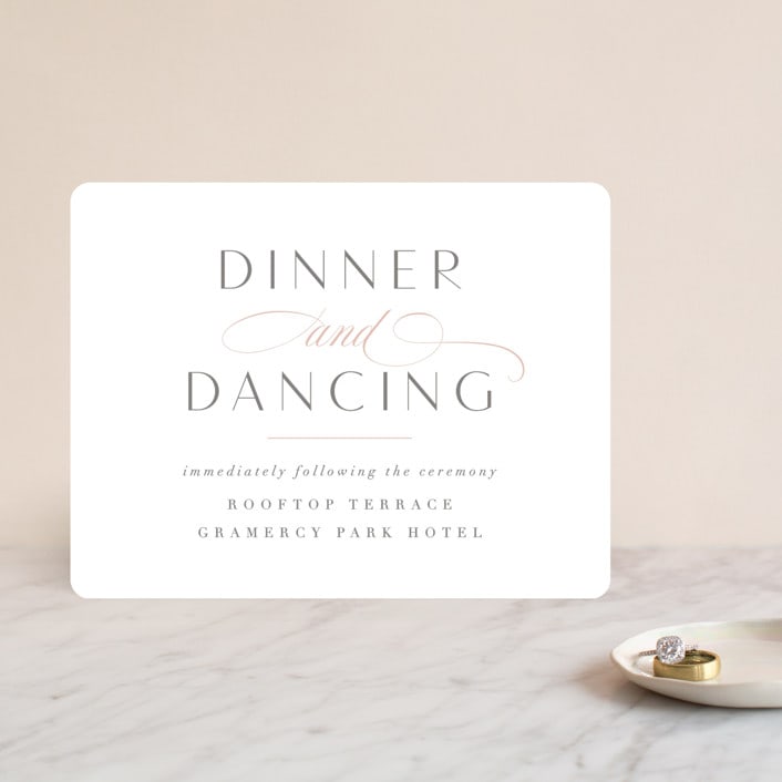 "Gramercy" - Reception Cards in Blush by Kristie Kern - Front