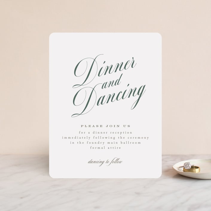 "Roman Shade" - Reception Cards in Evergreen by Carrie ONeal - Front