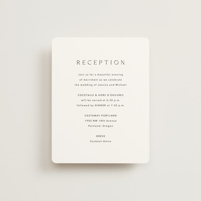 "Picture Perfect" - Reception Cards in Opal by Jennifer Postorino - Front