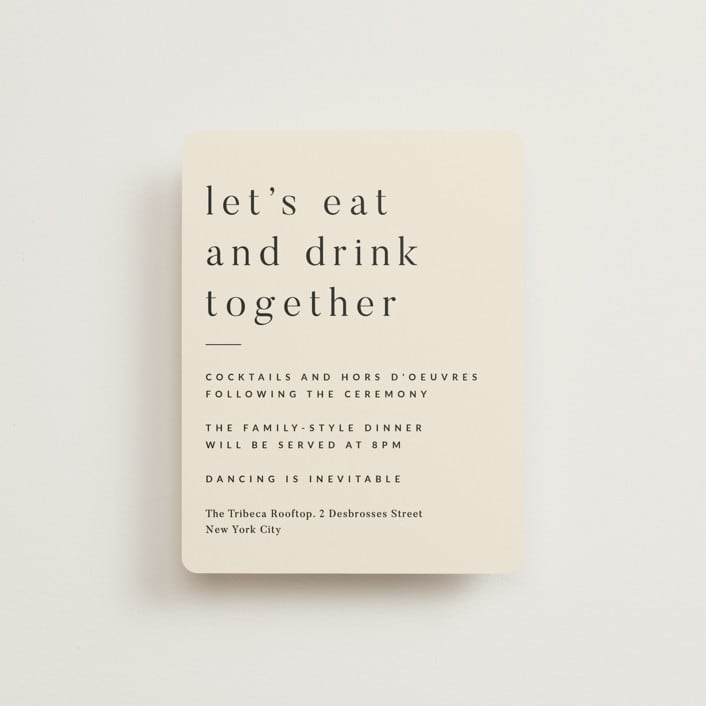 "Lineup" - Reception Cards in Latte by Jennifer Lew - Front
