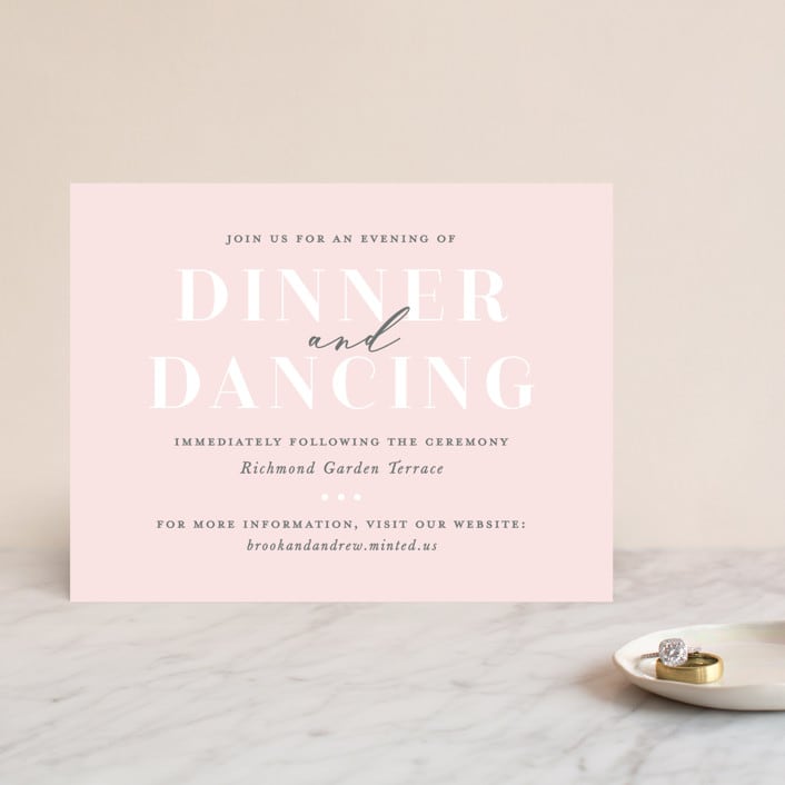 "Lettera" - Reception Cards in Blush by Lauren Chism - Front