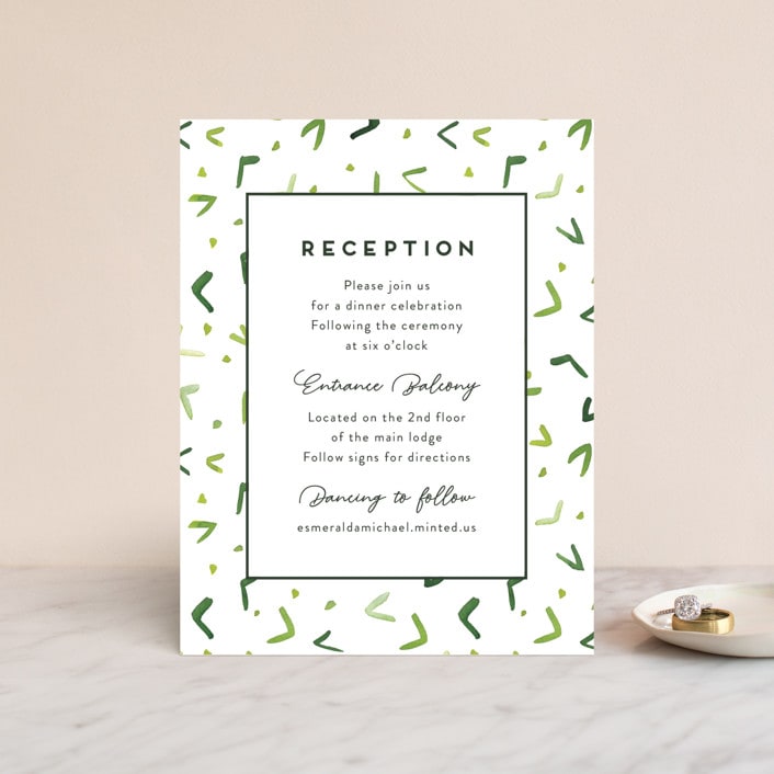 "Evergreens Watercolor" - Reception Cards in Forest by Yao Cheng Design - Front