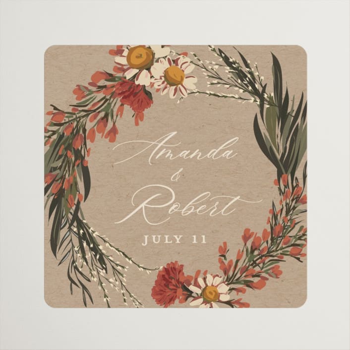"Organic Florals" - Rehearsal Dinner Favor Stickers in Autumn by Susan Moyal - Front