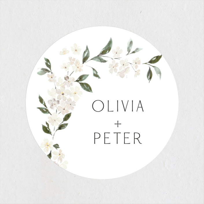 "Sweeping Vine" - Rehearsal Dinner Favor Stickers in Porcelain by Itsy Belle Studio - Front