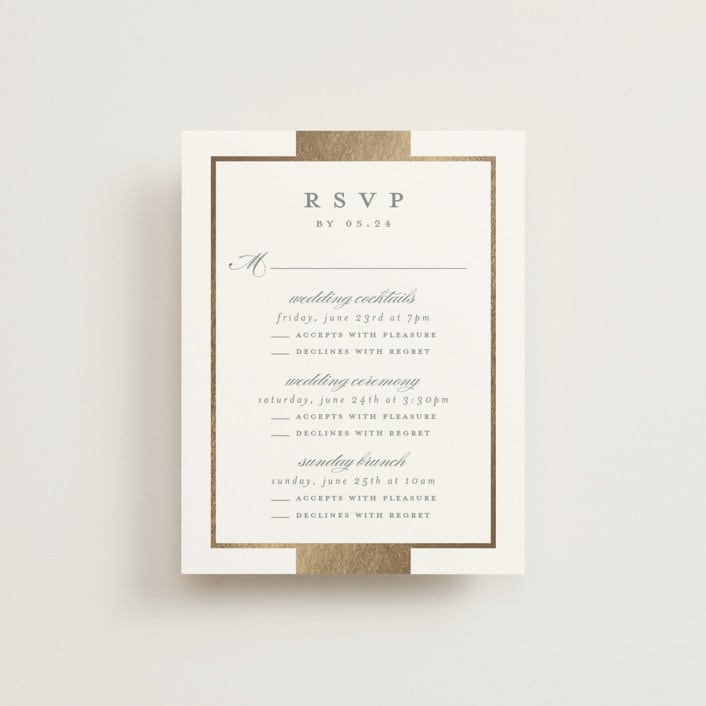 "Refined style" - Foil-Pressed Multi-Event RSVP Cards in Slate by Stacey Meacham - Front
