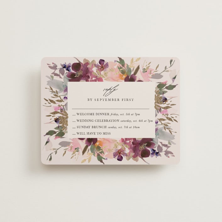 "Fleur" - Foil-Pressed Multi-Event RSVP Cards in Blush by Lori Wemple - Front