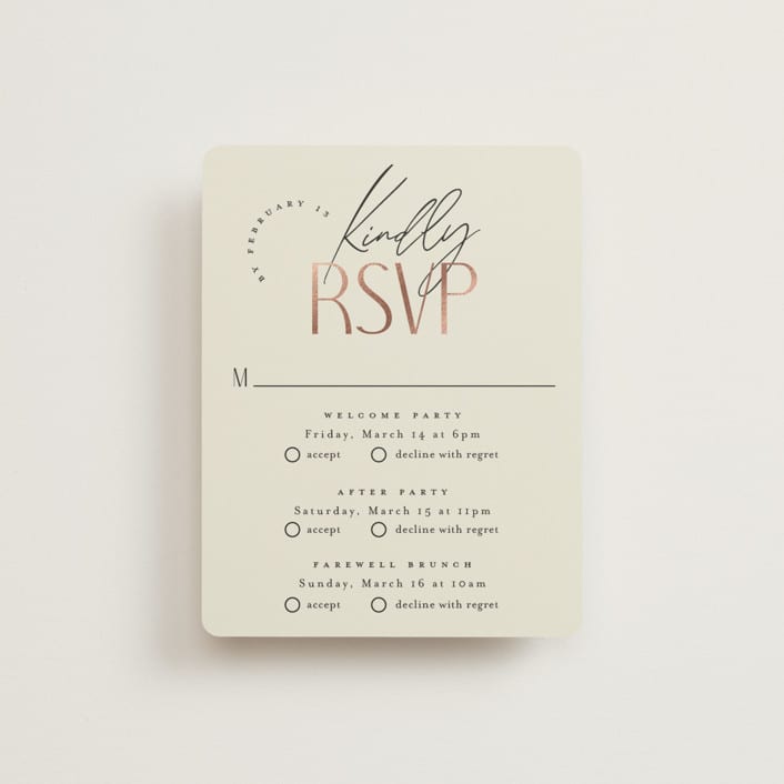 "Together" - Foil-Pressed Multi-Event RSVP Cards in Cream Puff by Pixel and Hank - Front