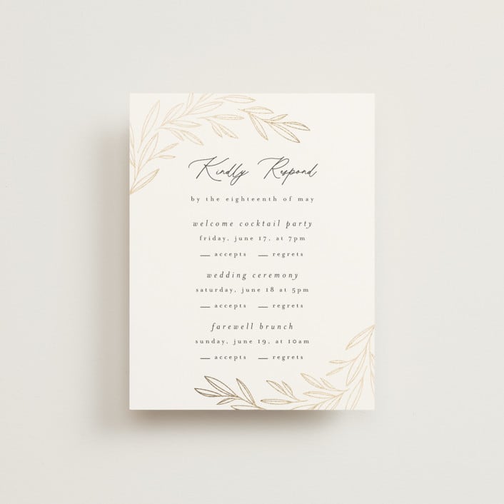 "Bianca" - Foil-Pressed Multi-Event RSVP Cards in Ink by Kristie Kern - Front