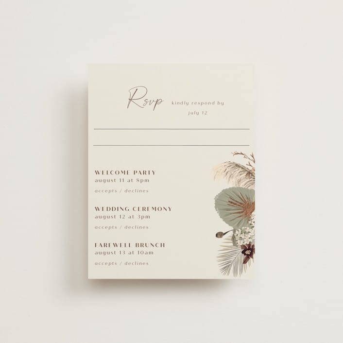 "Jasmine" - Foil-Pressed Multi-Event RSVP Cards in Dusk by Susan Moyal - Front