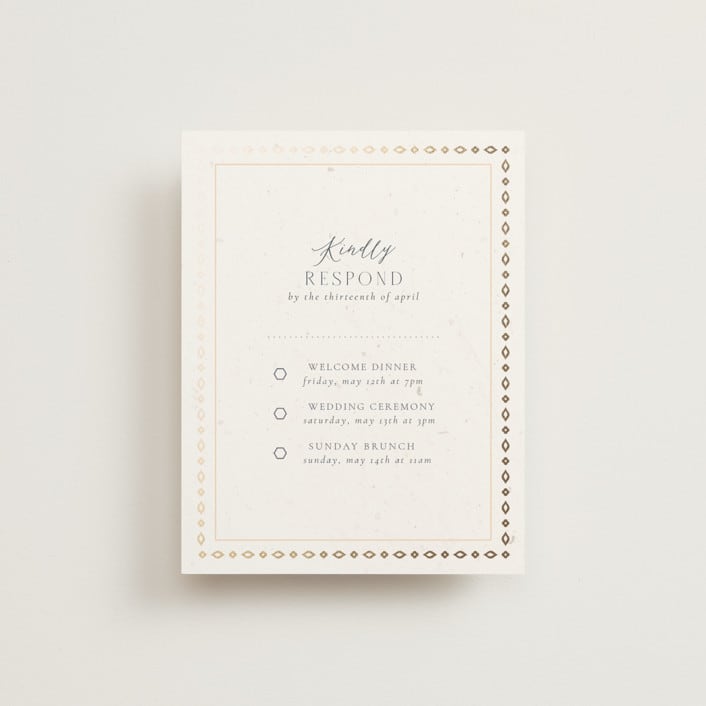 "Islamic Arch" - Foil-Pressed Multi-Event RSVP Cards in Scarlet by Sabrin Deirani - Front