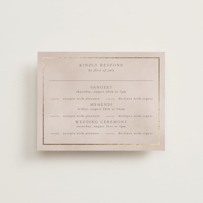 "Shraddha" - Foil-Pressed Multi-Event RSVP Cards in Celestial by Deynaaz Daraei - Front