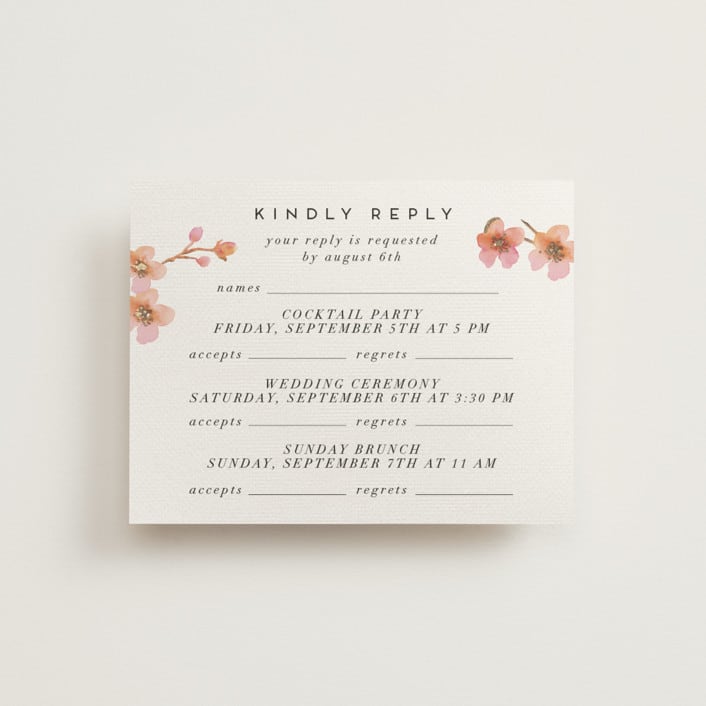 "Love Blossom" - Foil-Pressed Multi-Event RSVP Cards in Blush by Petra Kern - Front