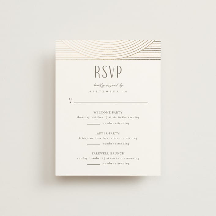 "Moderne" - Foil-Pressed Multi-Event RSVP Cards in Alabaster by Pixel and Hank - Front