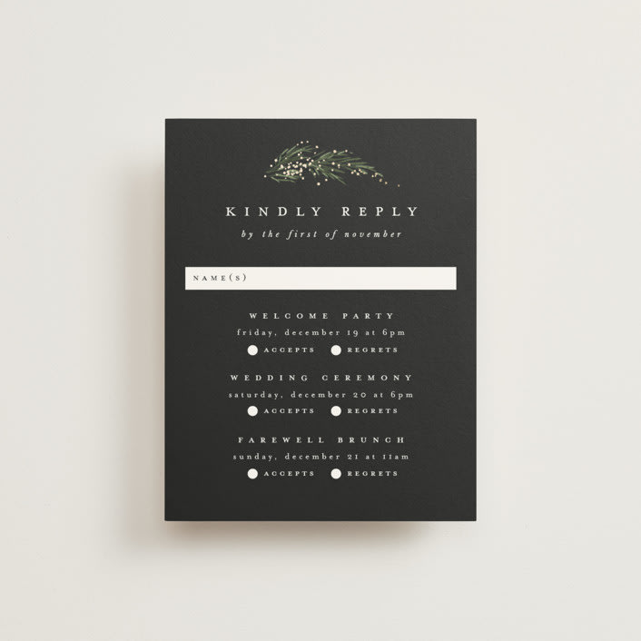 "winter garland" - Foil-Pressed Multi-Event RSVP Cards in Tuxedo by Leah Bisch - Front