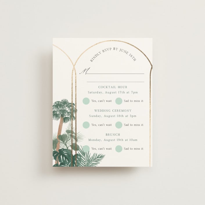 "The Greenhouse" - Foil-Pressed Multi-Event RSVP Cards in Seagreen by Elly - Front