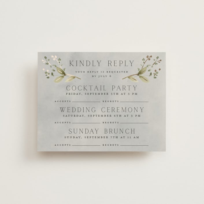 "Love Song" - Foil-Pressed Multi-Event RSVP Cards in Meadow by Petra Kern - Front