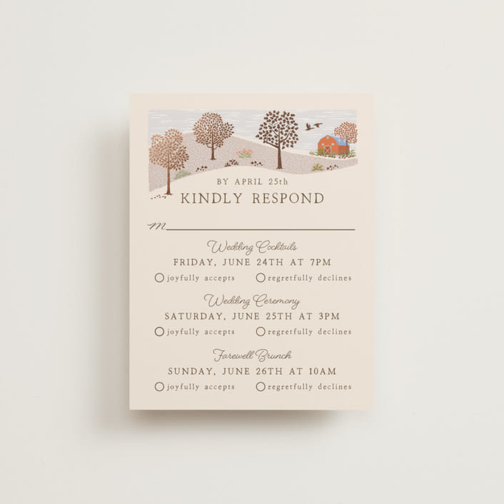 "Countryside" - Foil-Pressed Multi-Event RSVP Cards in Autumnal by Paper Sun Studio - Front