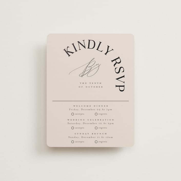 "The Arc" - Foil-Pressed Multi-Event RSVP Cards in Truffle by Vera Lim - Front