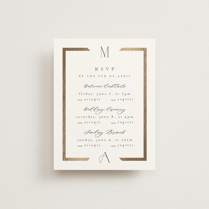 "Chisel" - Foil-Pressed Multi-Event RSVP Cards in Quartz by Kristie Kern - Front