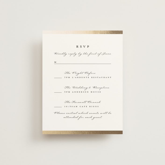 "Defined" - Foil-Pressed Multi-Event RSVP Cards in Snow by mo kelley - Front