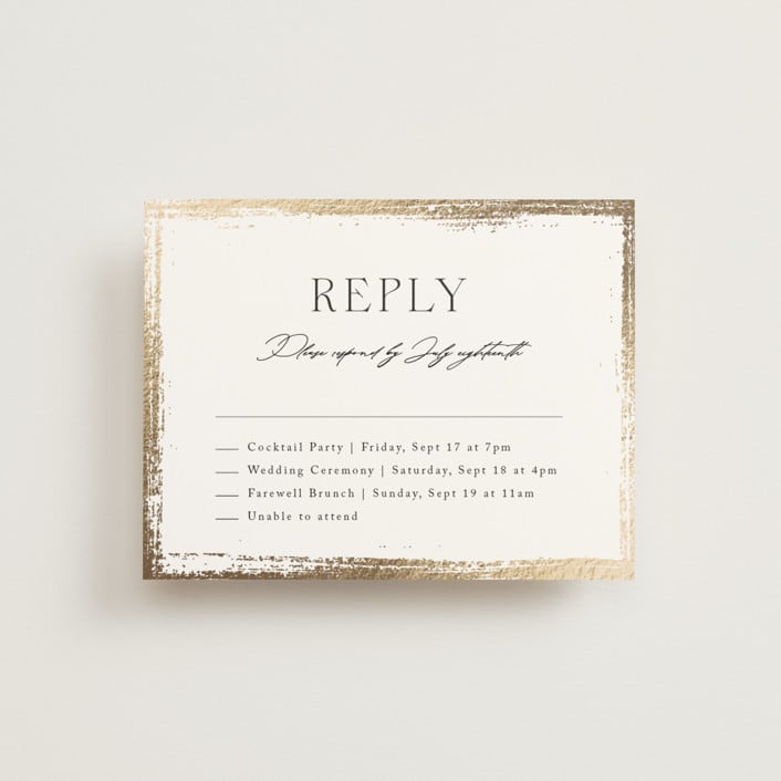 "Brushed Edge" - Foil-Pressed Multi-Event RSVP Cards in Silk by Kelly Schmidt - Front