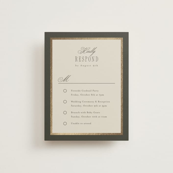 "Hillside" - Foil-Pressed Multi-Event RSVP Cards in Graphite by Everett Paper Goods - Front