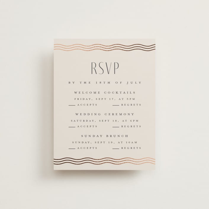 "Newberry" - Foil-Pressed Multi-Event RSVP Cards in Bisque by Kristie Kern - Front