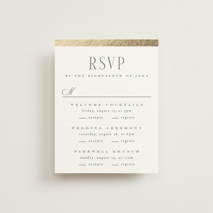 "The Ritz" - Foil-Pressed Multi-Event RSVP Cards in Quartz by Kristie Kern - Front