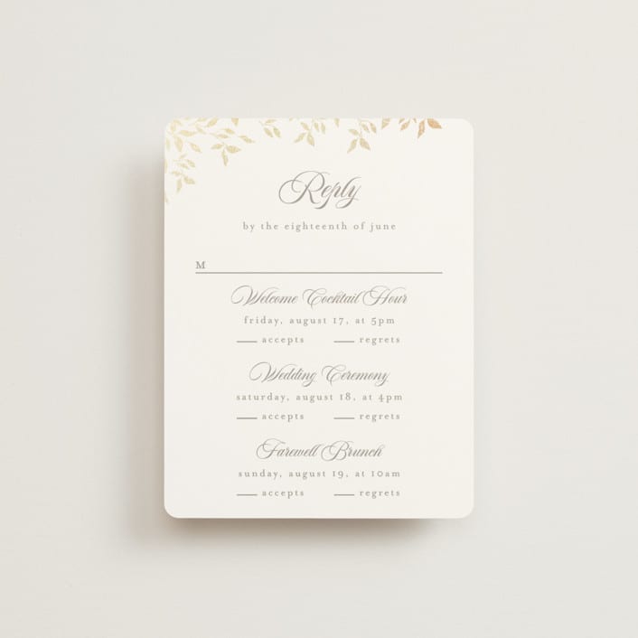 "Aperol" - Foil-Pressed Multi-Event RSVP Cards in Chiffon by Kristie Kern - Front