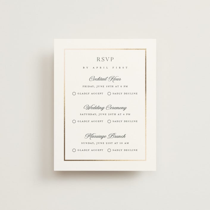 "Opulence" - Foil-Pressed Multi-Event RSVP Cards in Pearl by Stacey Meacham - Front