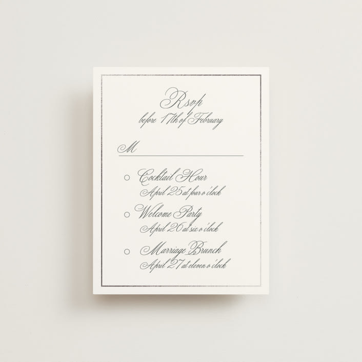 "toulomotiri" - Foil-Pressed Multi-Event RSVP Cards in Sugar by chocomocacino - Front