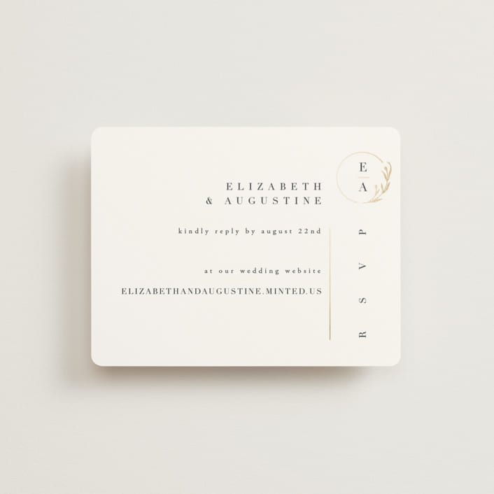 "For Eternity" - Foil-Pressed RSVP Online Enclosure Cards in Midnight by Ana de Sousa - Front