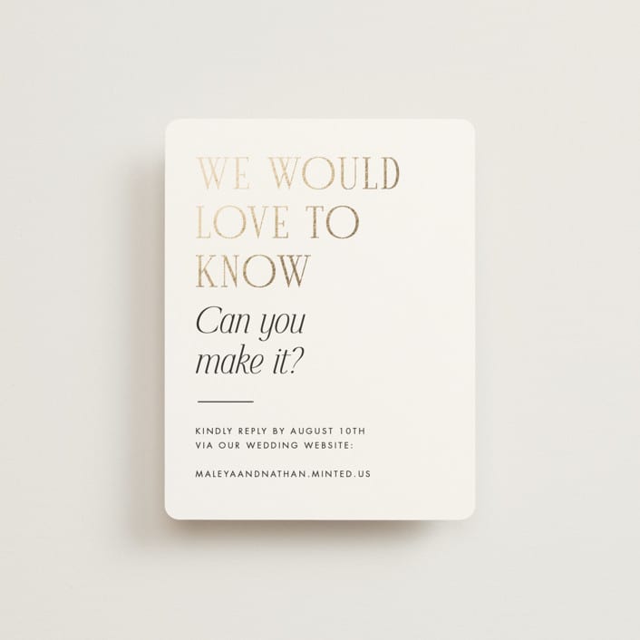 "Magazine" - Foil-Pressed RSVP Online Enclosure Cards in Lace by Kaydi Bishop - Front