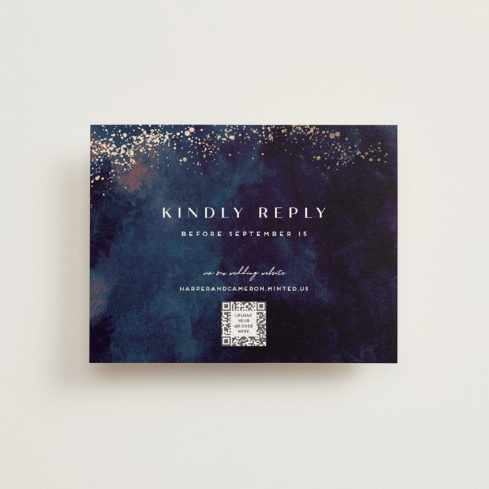 "oponki" - Foil-Pressed RSVP Online Enclosure Cards in Deep Sea by chocomocacino - Front