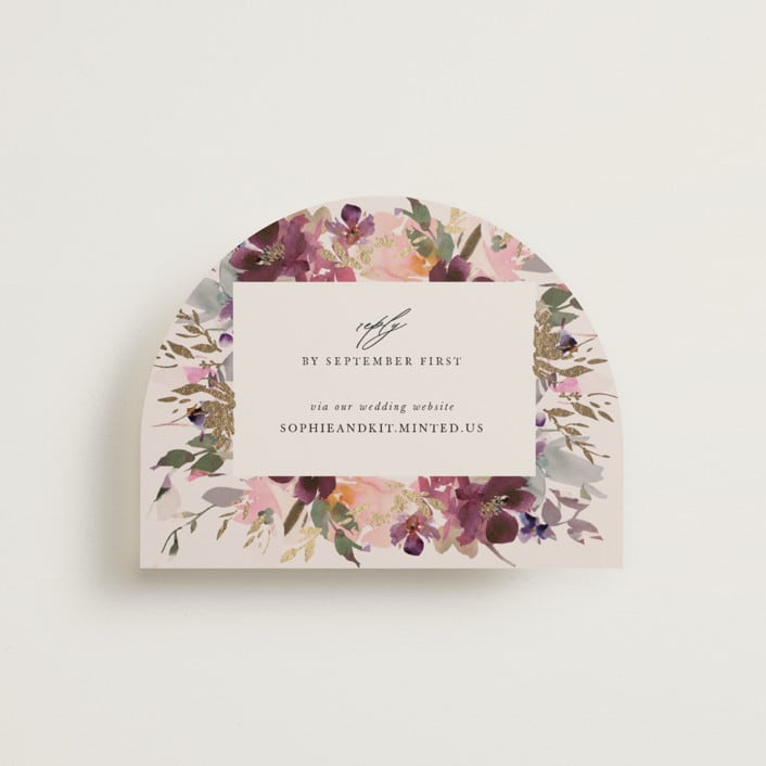 "Fleur" - Foil-Pressed RSVP Online Enclosure Cards in Blush by Lori Wemple - Front