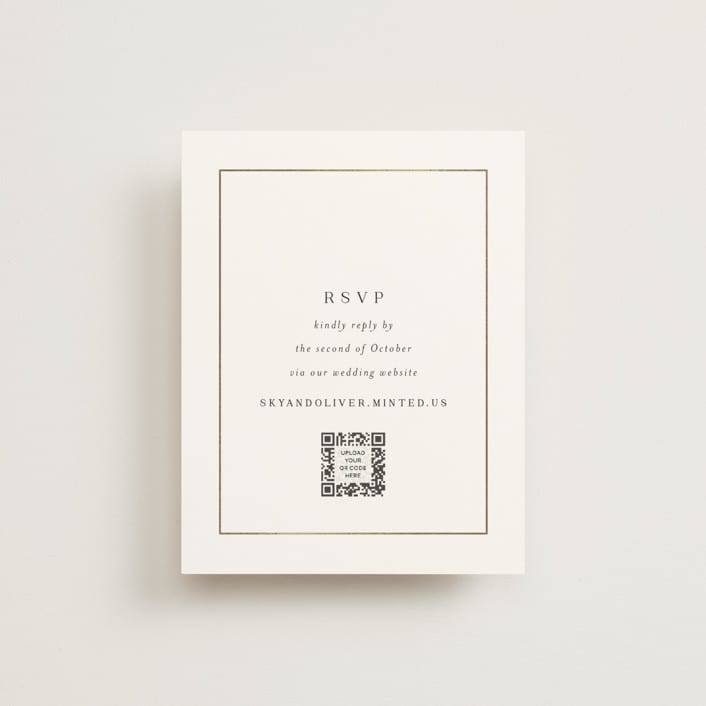 "Bianca" - Foil-Pressed RSVP Online Enclosure Cards in Sugar by Jessica Williams - Front