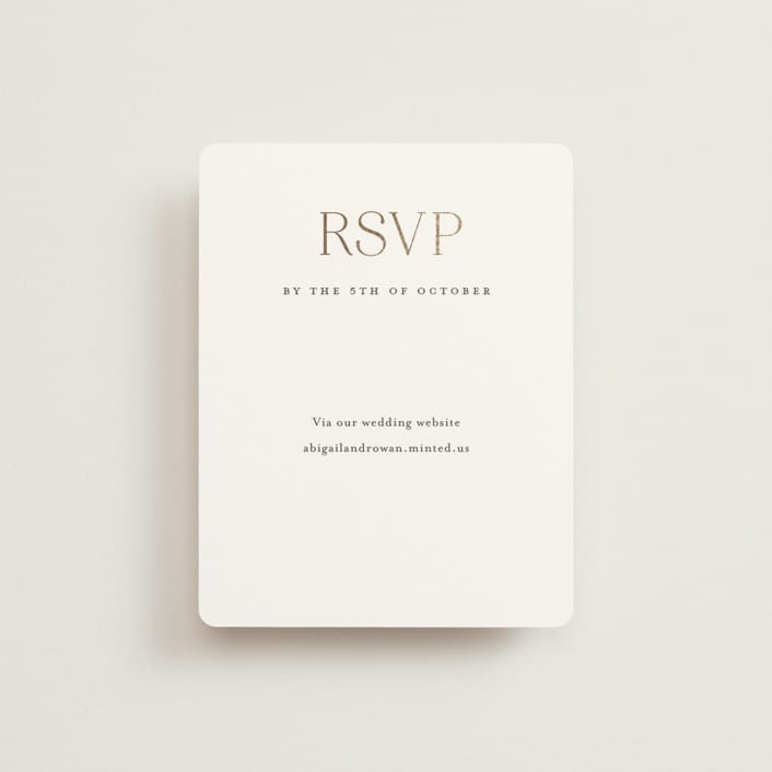 "Initialed" - Foil-Pressed RSVP Online Enclosure Cards in Chantilly by Jessica Williams - Front