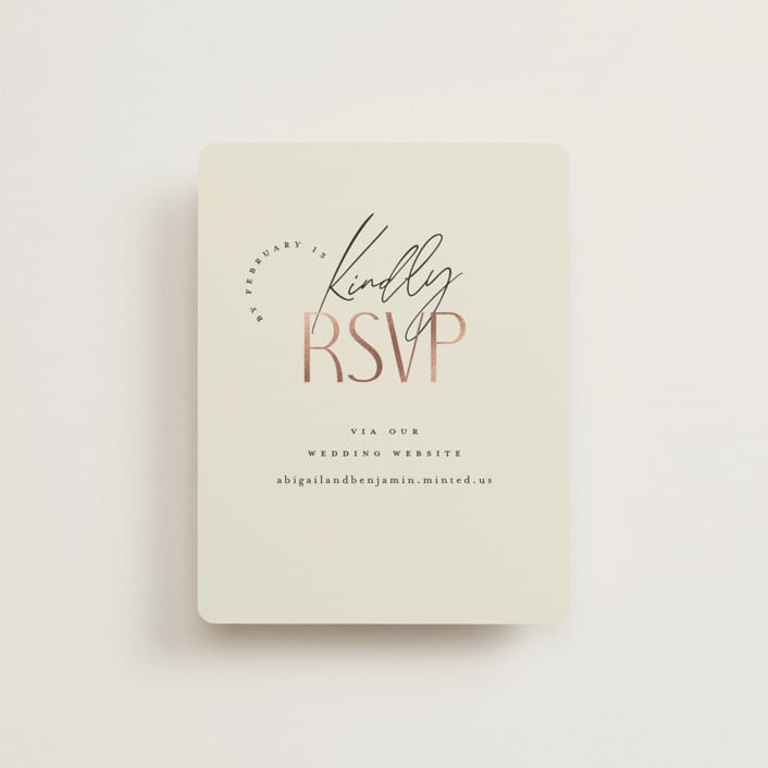 "Together" - Foil-Pressed RSVP Online Enclosure Cards in Cream Puff by Pixel and Hank - Front