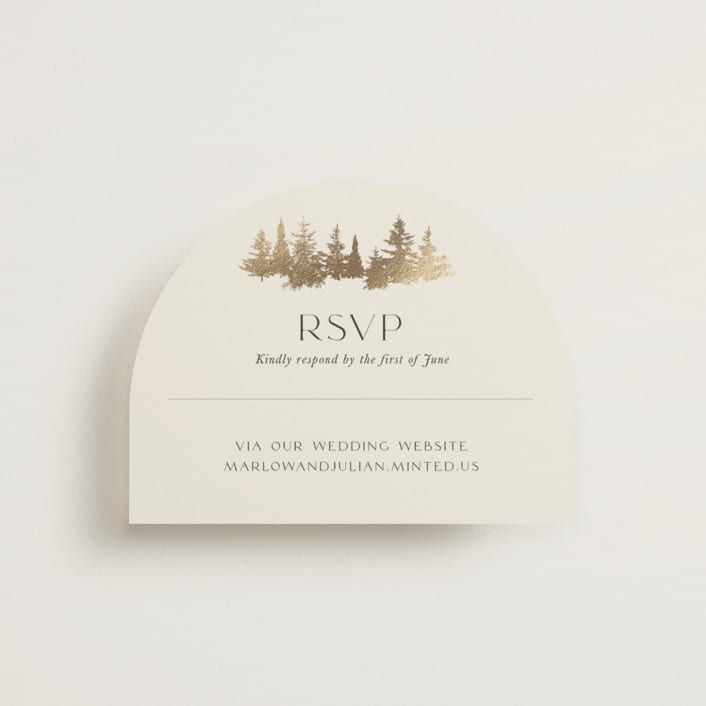 "Vista" - Foil-Pressed RSVP Online Enclosure Cards in Fallen Snow by Robin Ott - Front
