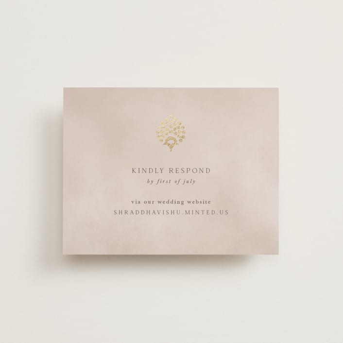 "Shraddha" - Foil-Pressed RSVP Online Enclosure Cards in Celestial by Deynaaz Daraei - Front