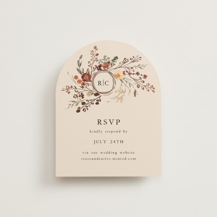 "Monogrammed Floral" - Foil-Pressed RSVP Online Enclosure Cards in Harvest by Susan Moyal - Front