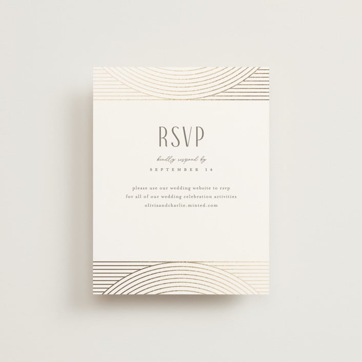 "Moderne" - Foil-Pressed RSVP Online Enclosure Cards in Alabaster by Pixel and Hank - Front