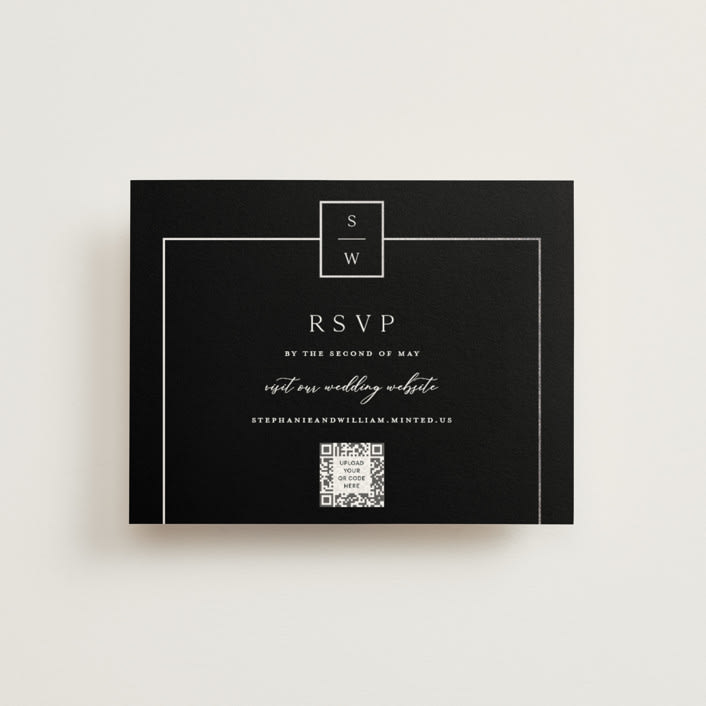 "Elegant Station" - Foil-Pressed RSVP Online Enclosure Cards in Noir by Stacey Meacham - Front